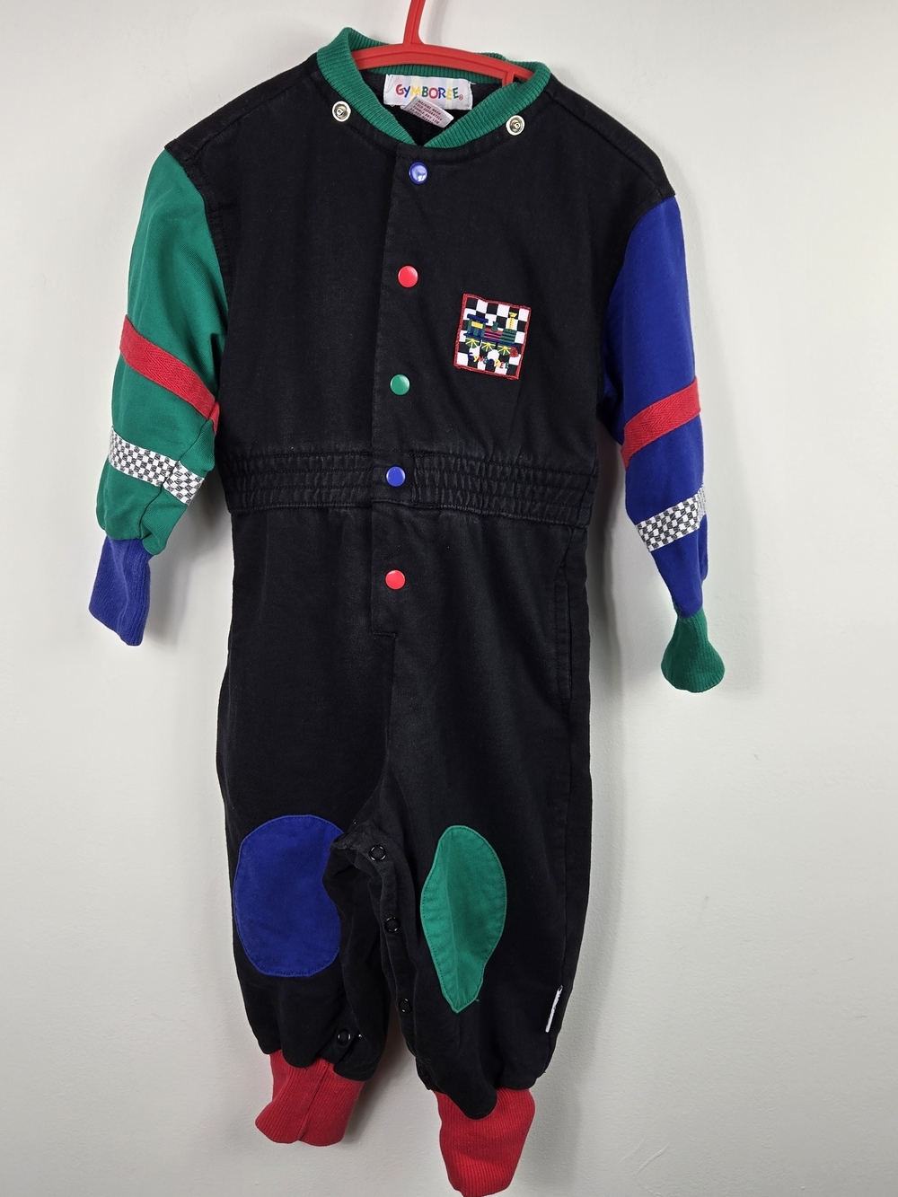 Vintage Gymboree Rainbow Tag Color Block Romper 2-3T 90s Retro Checkerboard - Picture 2 of 9